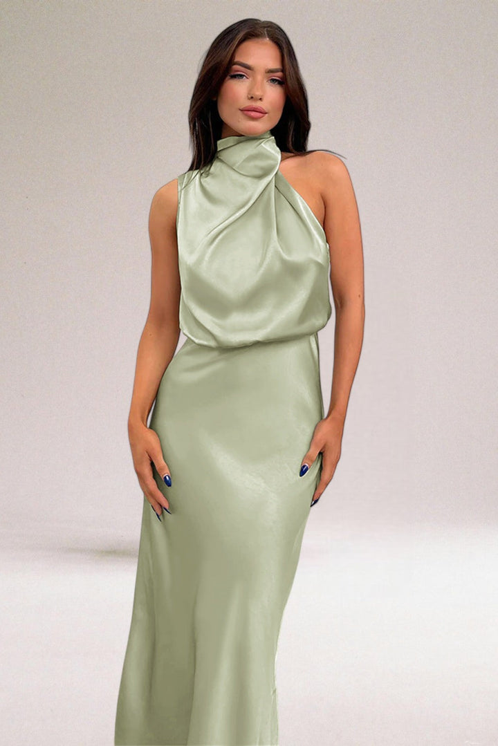 VALENTINA | Sophisticated Satin Dress with Exquisite Accents