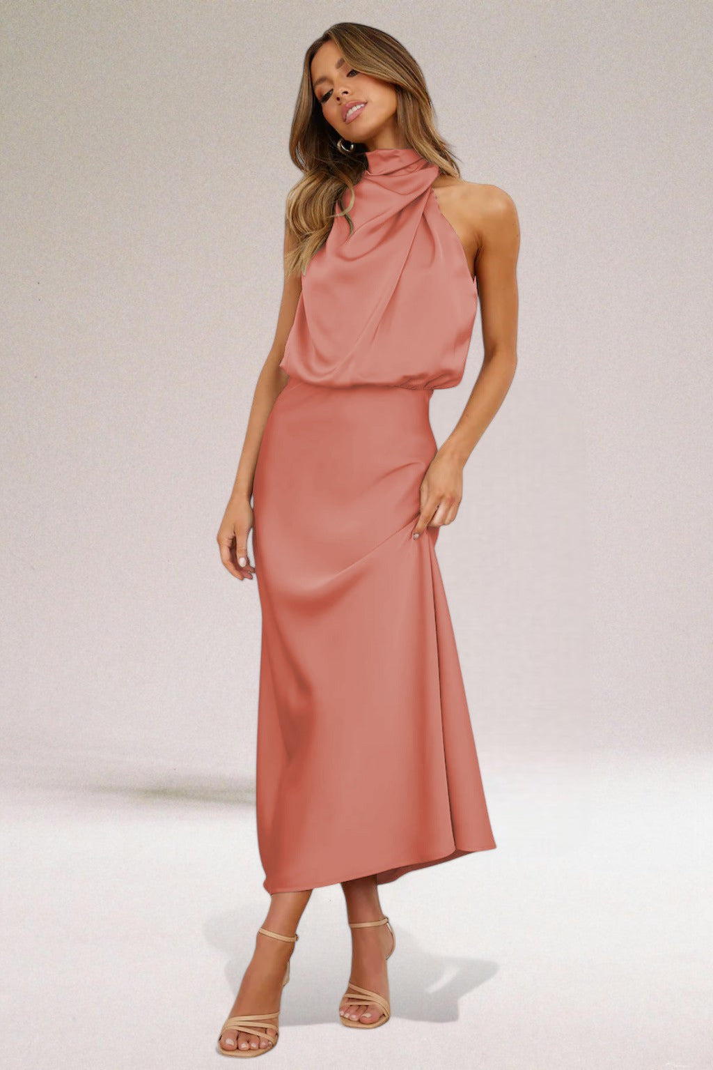 VALENTINA | Sophisticated Satin Dress with Exquisite Accents
