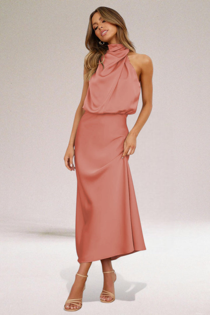 VALENTINA | Sophisticated Satin Dress with Exquisite Accents