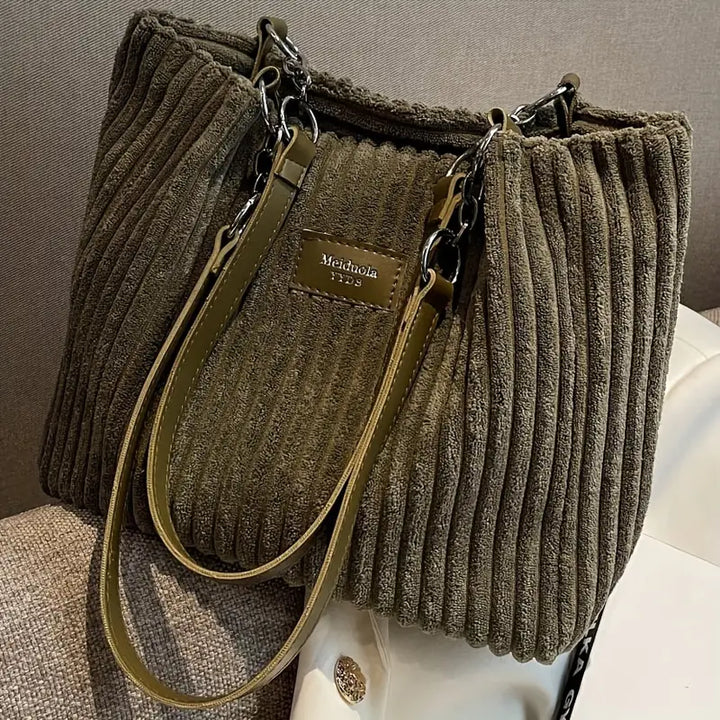 Cindy™ - Elegant Corduroy Tote Bag