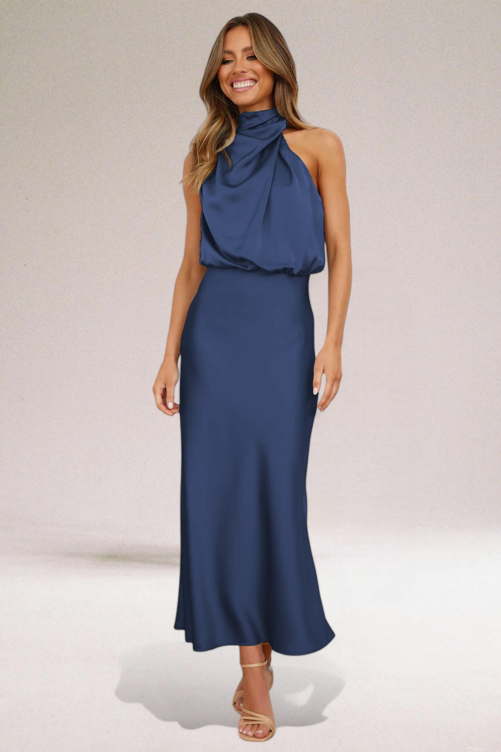 VALENTINA | Sophisticated Satin Dress with Exquisite Accents