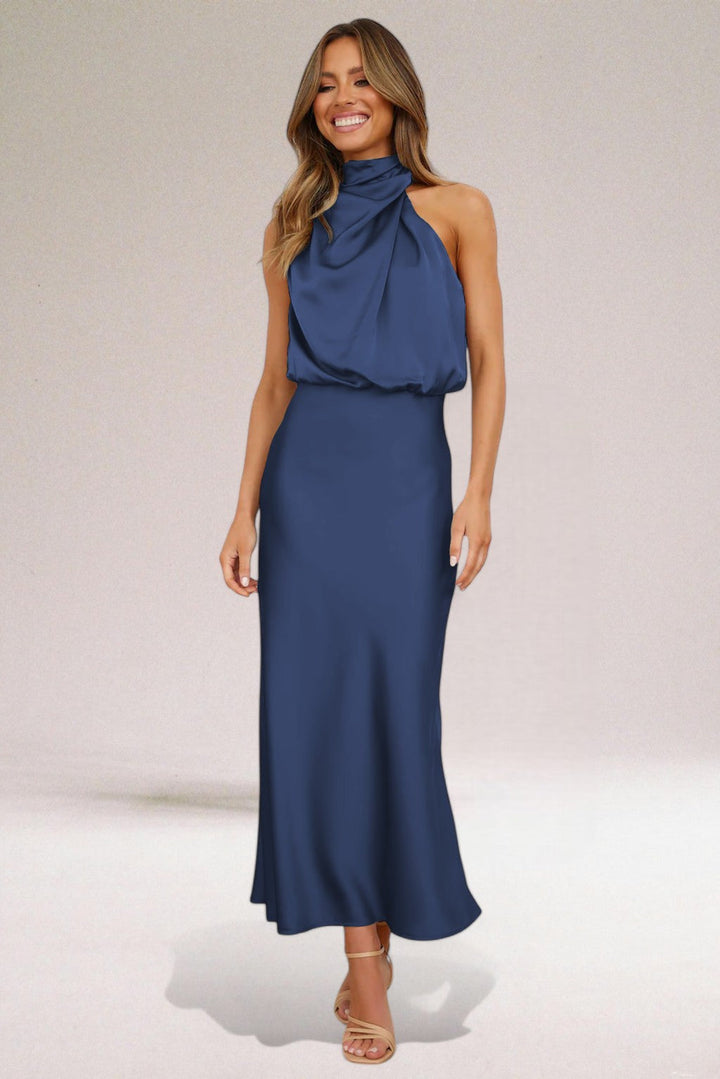 VALENTINA | Sophisticated Satin Dress with Exquisite Accents