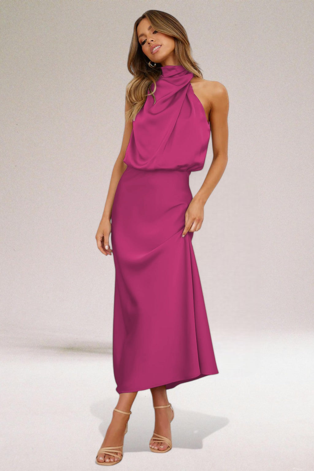 VALENTINA | Sophisticated Satin Dress with Exquisite Accents