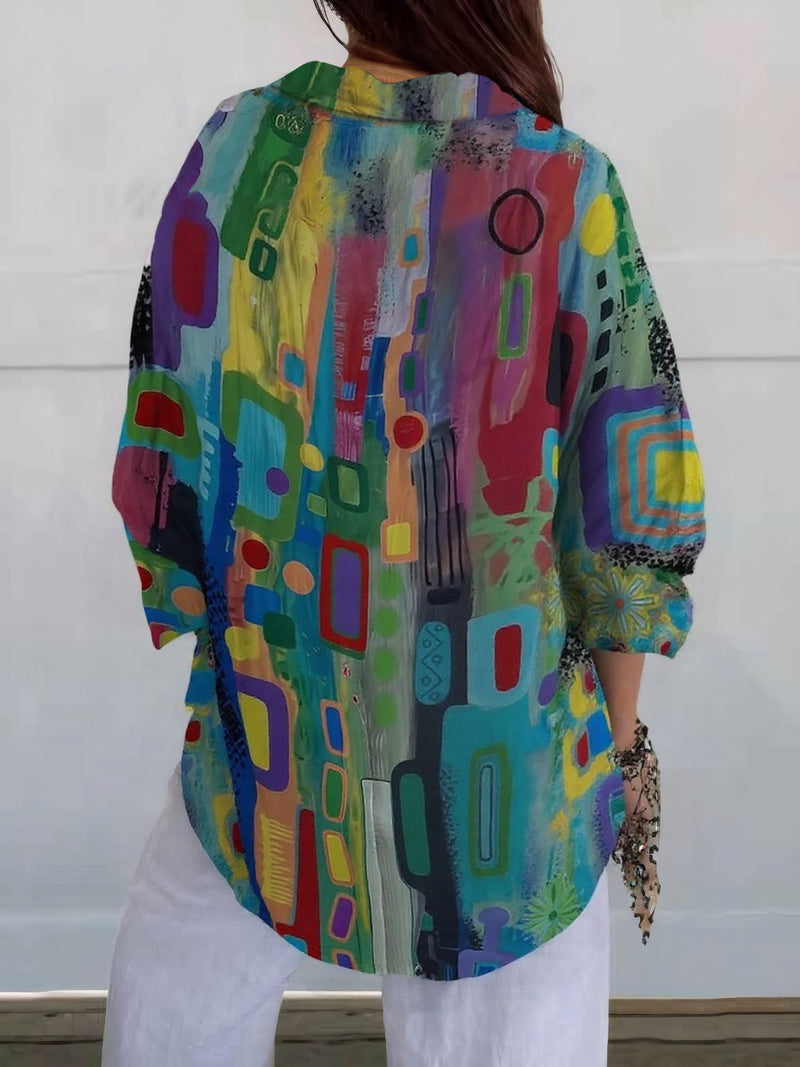 SERENA™ | ELEGANT GEOMETRIC PATTERN BLOUSE