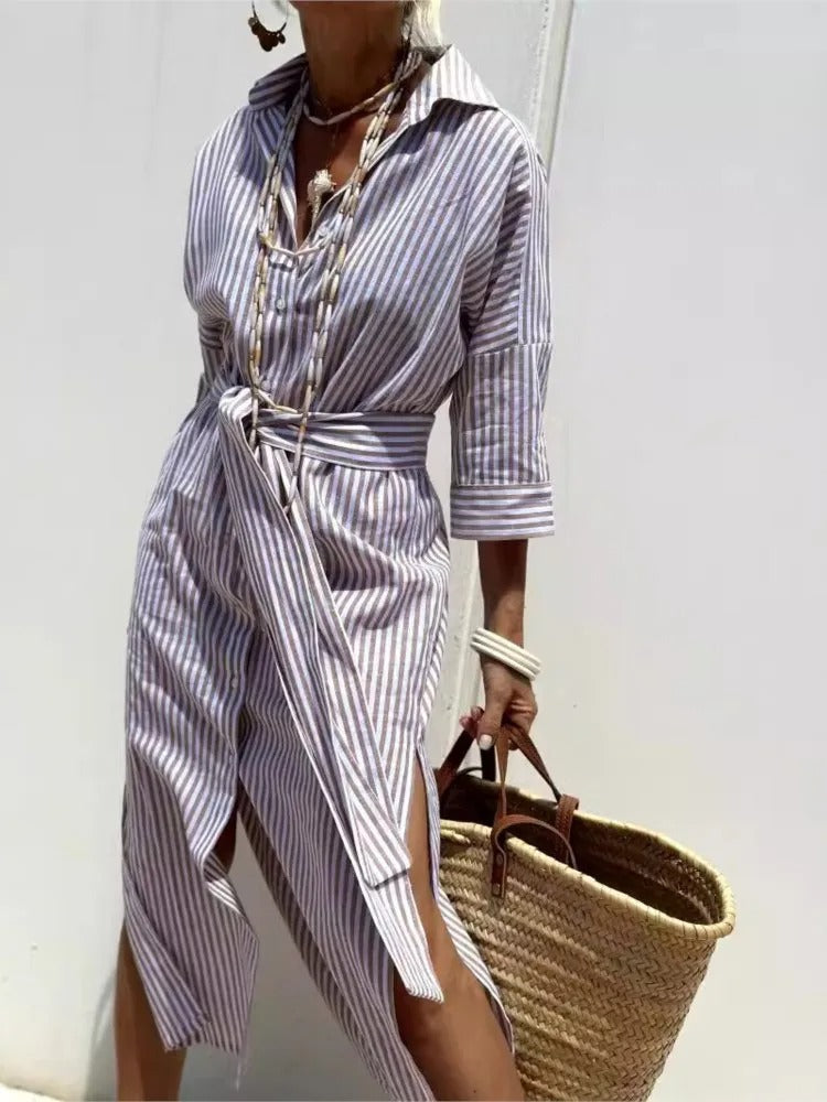 Denise™ | Striped Dress with Collar