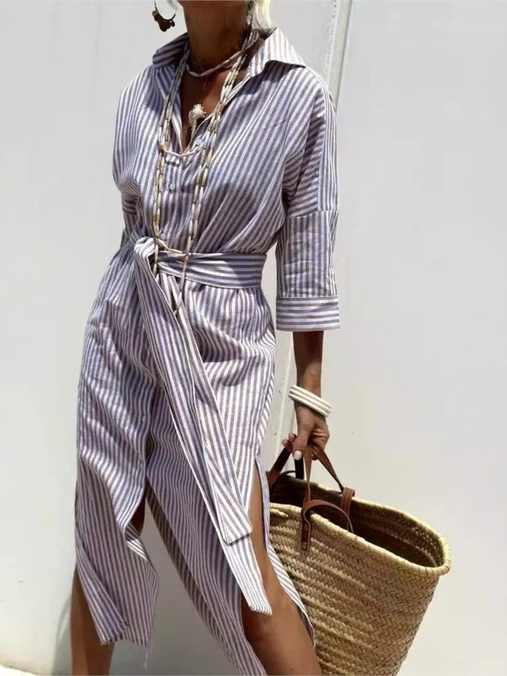 Denise™ | Striped Dress with Collar