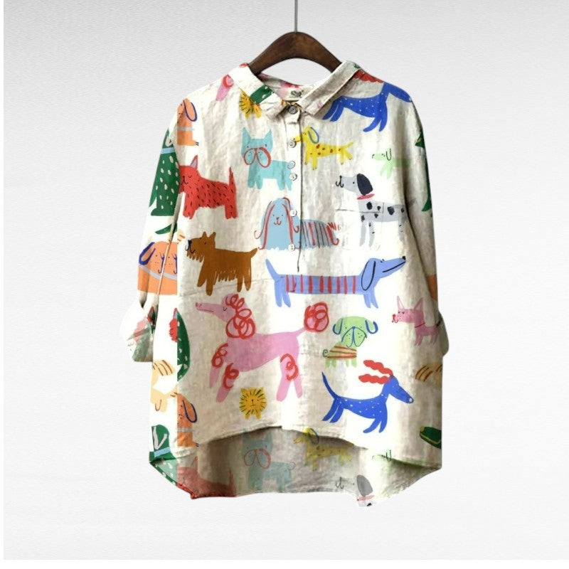 Ruby™ | Blouse with Dog Print