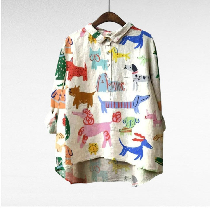 Ruby™ | Blouse with Dog Print