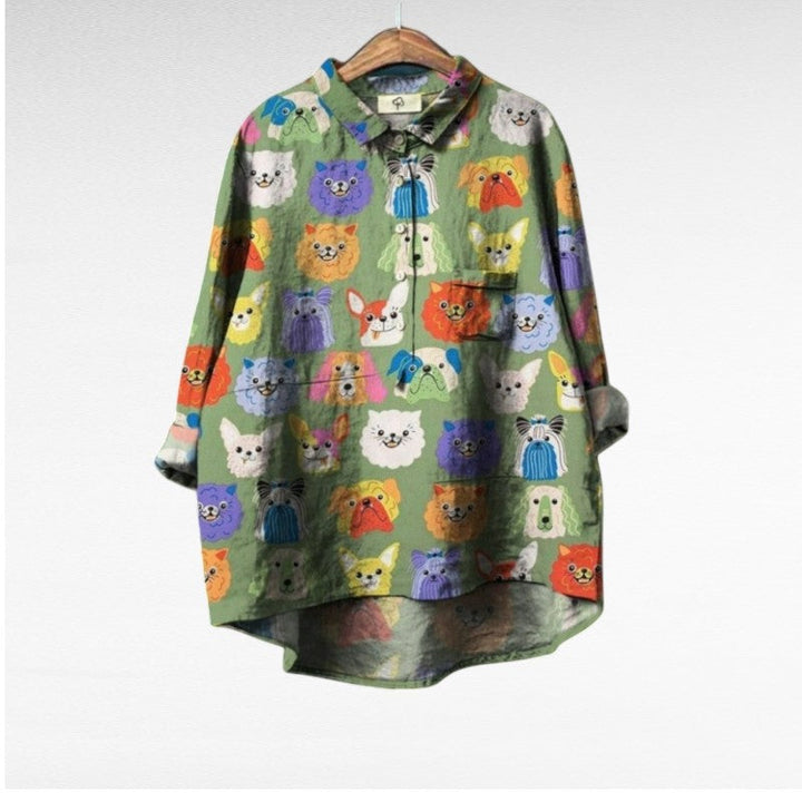 Ruby™ | Blouse with Dog Print