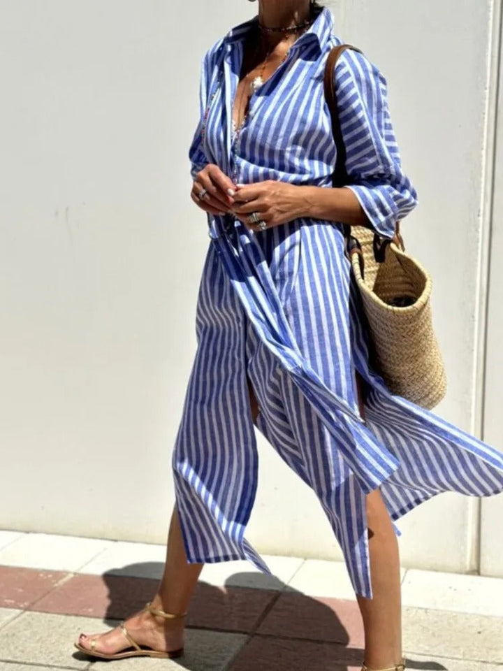 Denise™ | Striped Dress with Collar