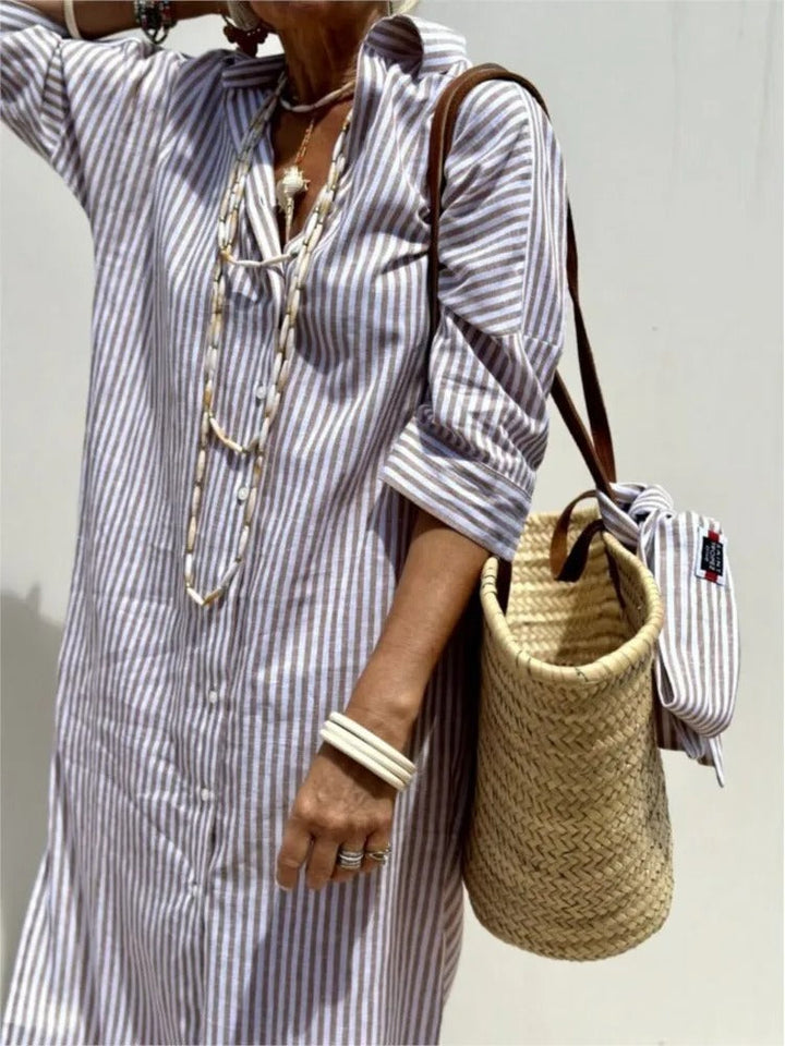 Denise™ | Striped Dress with Collar