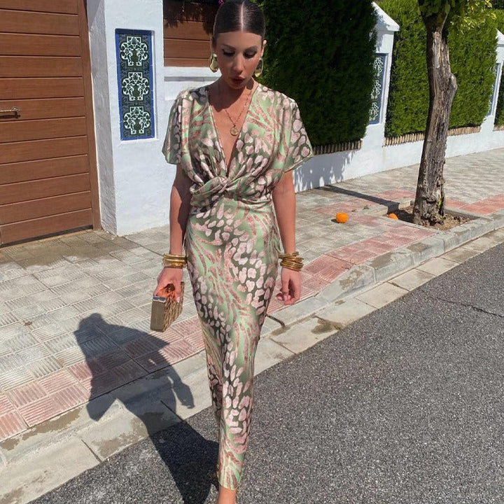 ROXANA | Elegant Long Dress with Braided Neckline Details