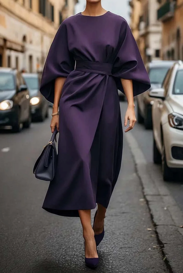 Sonia | Elegant Dress with Lantern Sleeves and Belt