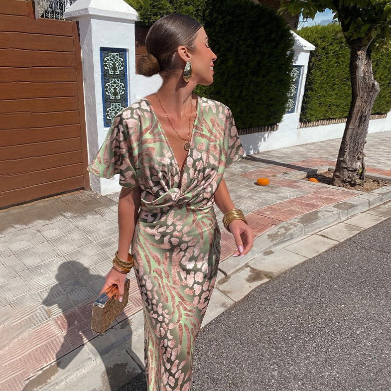 ROXANA | Elegant Long Dress with Braided Neckline Details