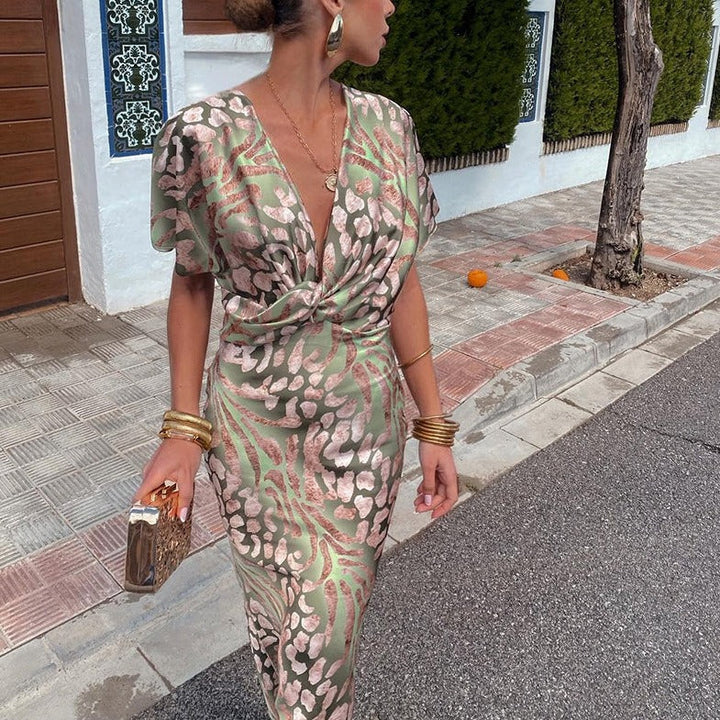 ROXANA | Elegant Long Dress with Braided Neckline Details