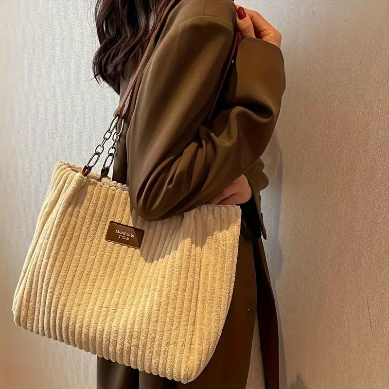 Cindy™ - Elegant Corduroy Tote Bag