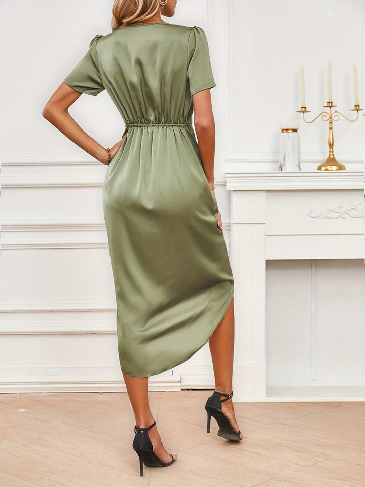 Olivia™ | Elegant Satin Wrap Dress