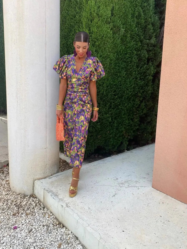 Lily™ | Colorful Pleated Sleeve Dress