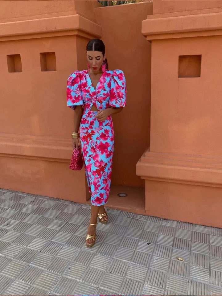 Lily™ | Colorful Pleated Sleeve Dress