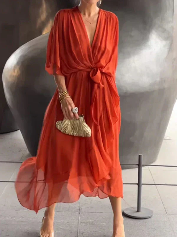 Veronica™ | Women’s V-Neck Chiffon Dress