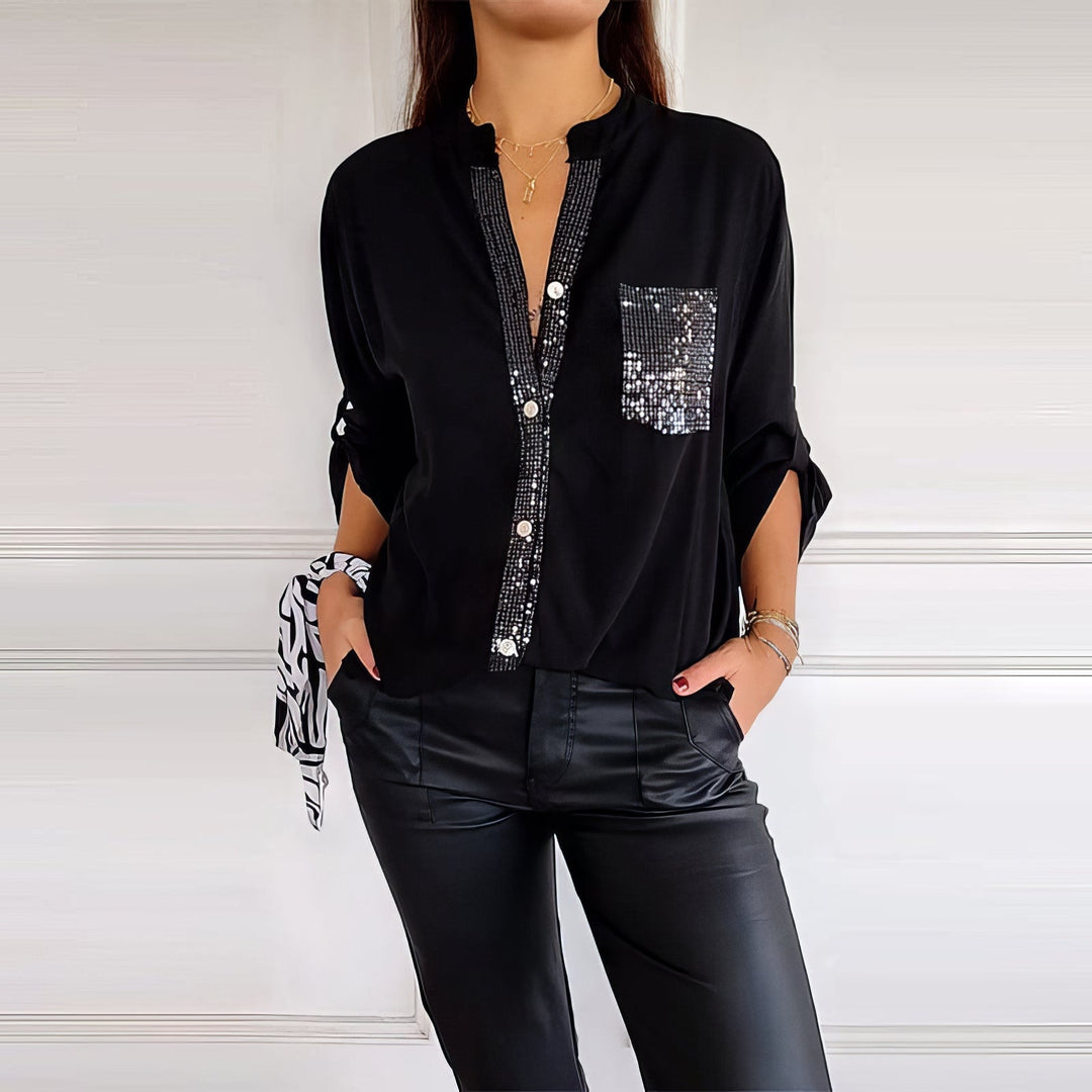 LUCIE | Elegant Sequined Patchwork Top