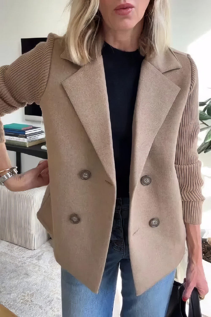CLAIRE | Trendy Long Cardigan with Stylish Patchwork Sleeves
