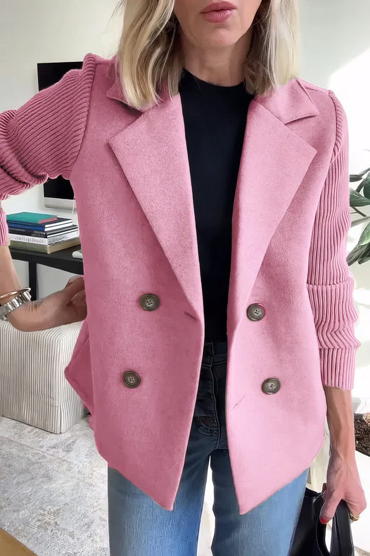 CLAIRE | Trendy Long Cardigan with Stylish Patchwork Sleeves