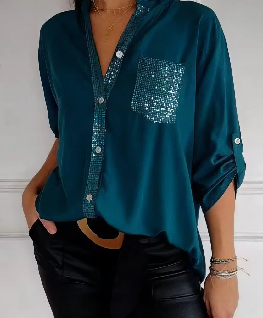 LUCIE | Elegant Sequined Patchwork Top