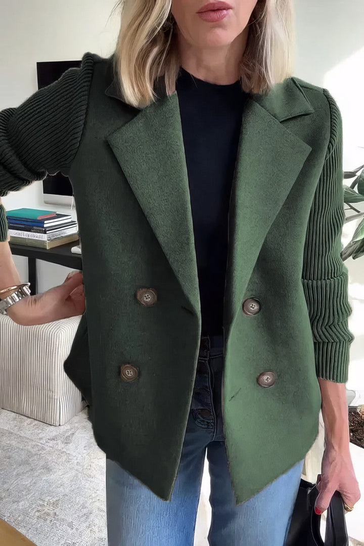 CLAIRE | Trendy Long Cardigan with Stylish Patchwork Sleeves