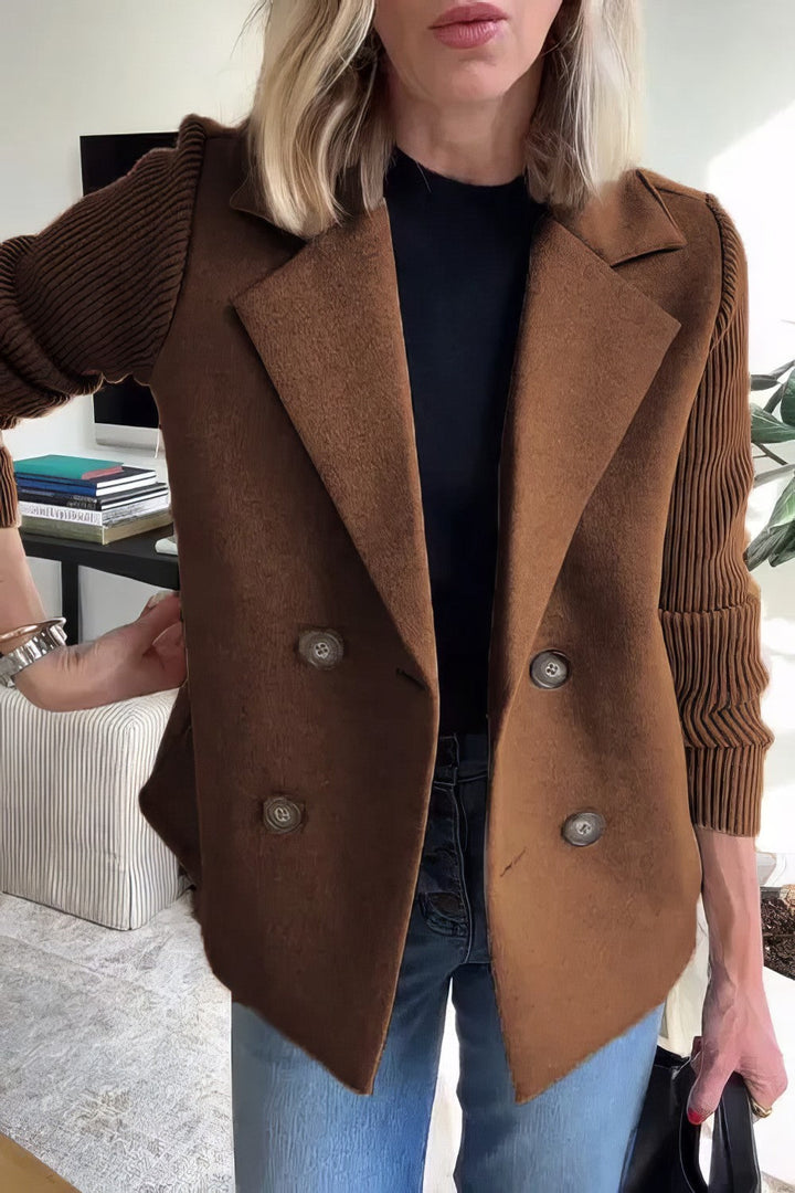 CLAIRE | Trendy Long Cardigan with Stylish Patchwork Sleeves