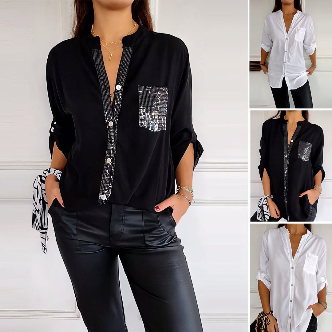 LUCIE | Elegant Sequined Patchwork Top