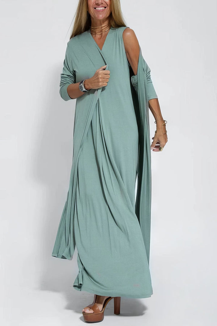 ELISE | Elegant Long Dress with Matching Cardigan Included