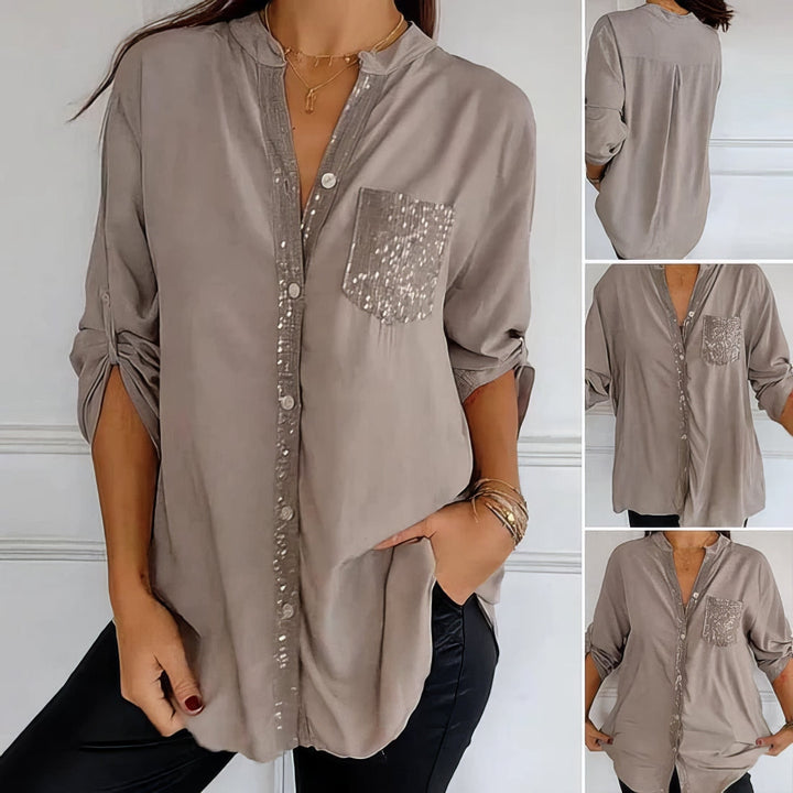 LUCIE | Elegant Sequined Patchwork Top