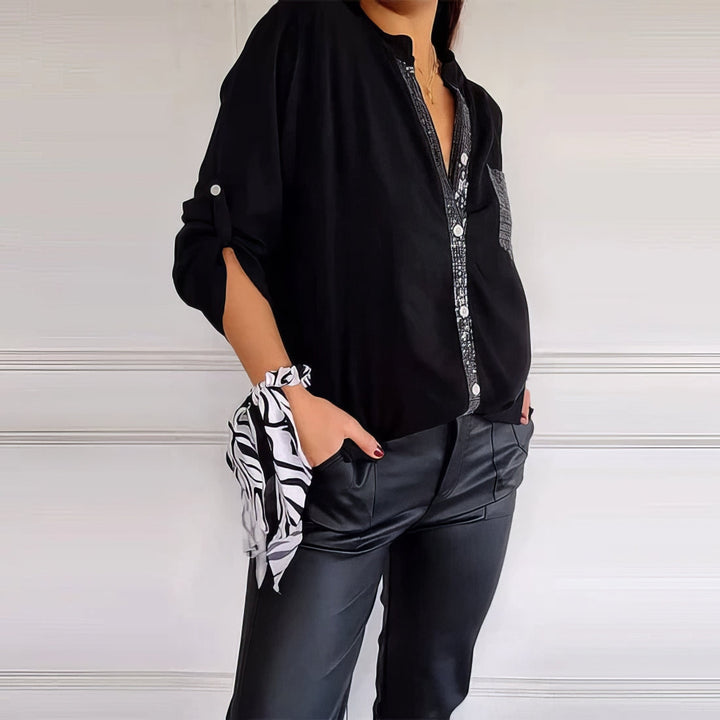 LUCIE | Elegant Sequined Patchwork Top