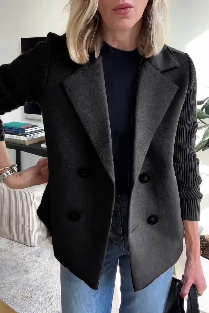CLAIRE | Trendy Long Cardigan with Stylish Patchwork Sleeves