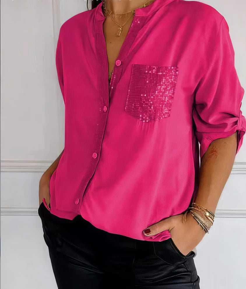 LUCIE | Elegant Sequined Patchwork Top
