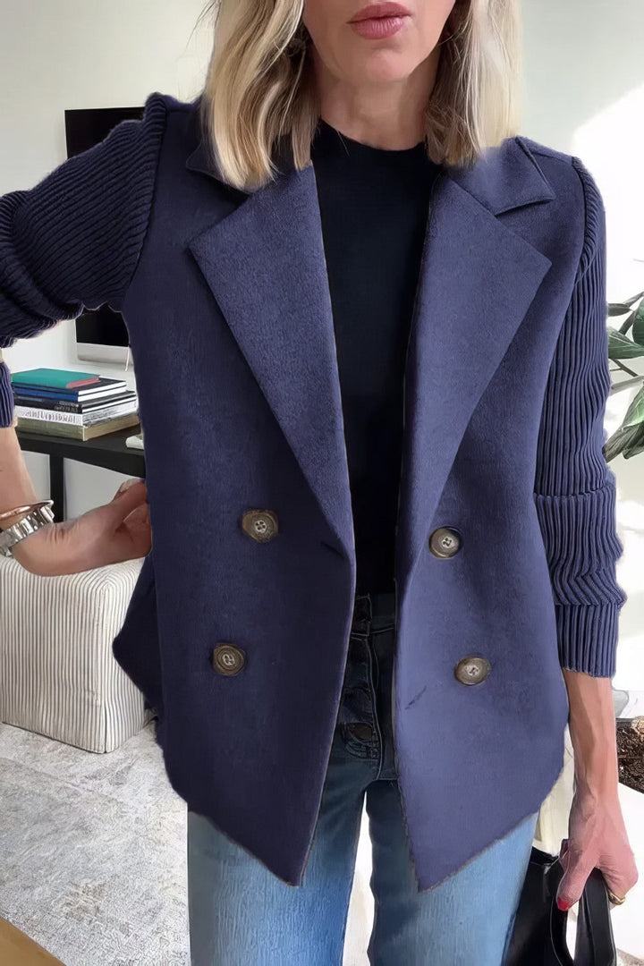 CLAIRE | Trendy Long Cardigan with Stylish Patchwork Sleeves